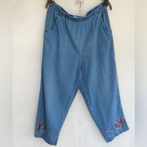 Koret City Blues Denim size XL Pants Embroidery ankle capri design